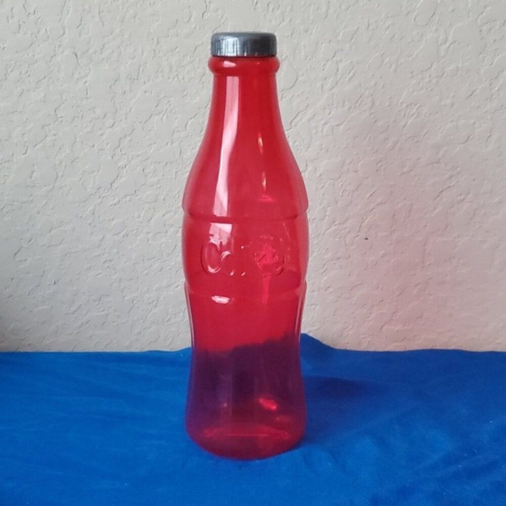 Official Coca-Cola 11.5" Red Plastic Bottle Coin Bank by Flexcraft